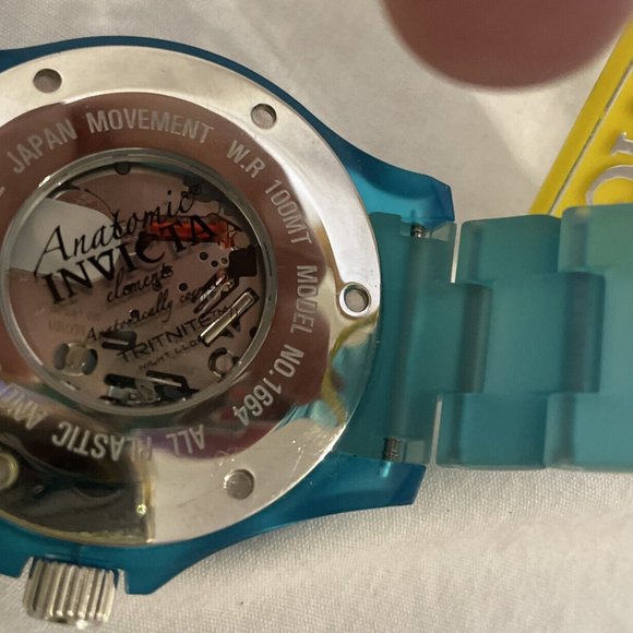 Invicta Model 1664 Men's Anatomic SS Case Light Blue Plastic Band Quartz Watch - Picture 10 of 10